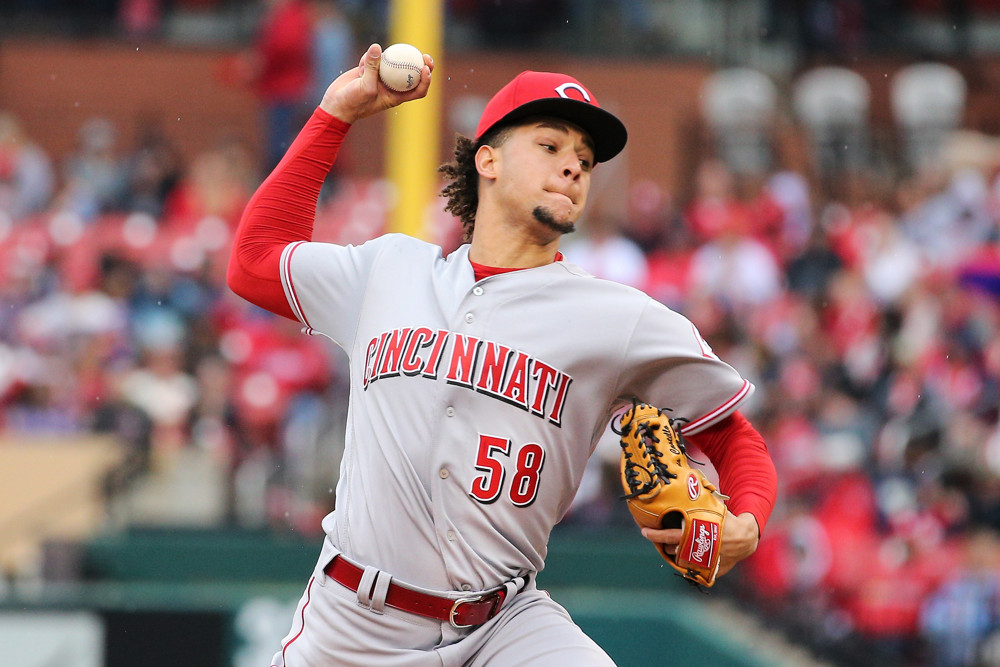 Cincinnati Reds starting pitcher Luis Castillo (58) stands on the